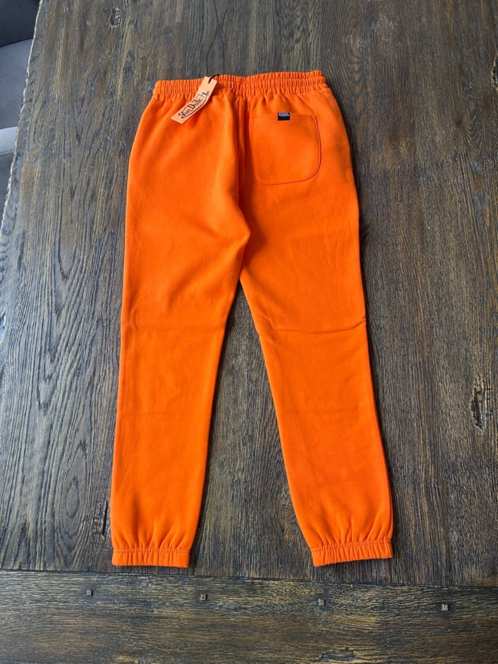 Von Dutch Orange Drawstring Joggers with Logo Patch - Picture 2 of 3